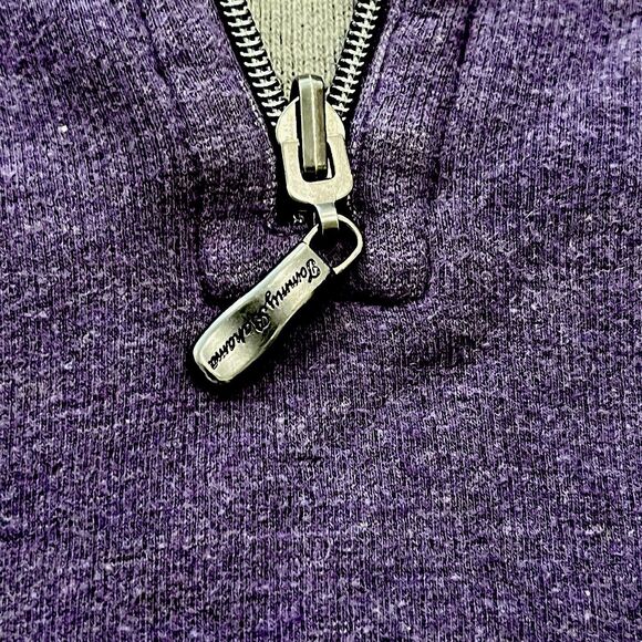 Tommy Bahama Men’s 1/4 Zip Sweater Large Reversible Cotton Purple Gray Mock Neck - Picture 5 of 9